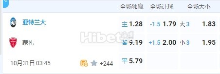 意甲：亚特兰大 VS 蒙扎